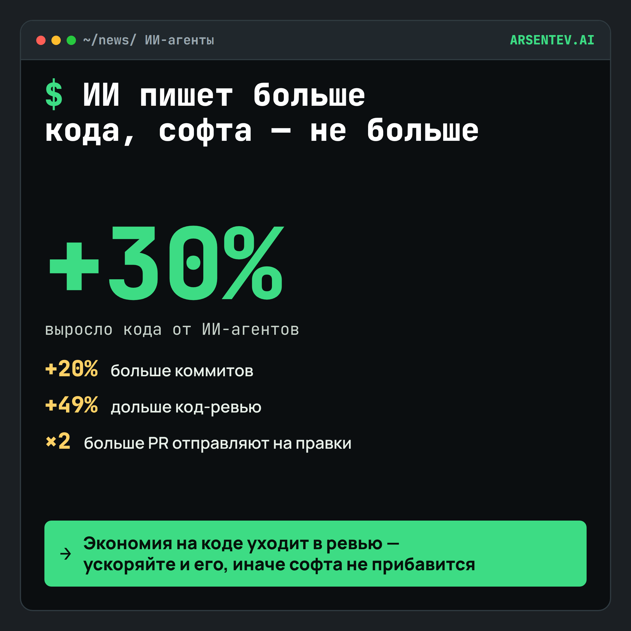 ИИ-агенты выдают больше кода, а софта больше не становится