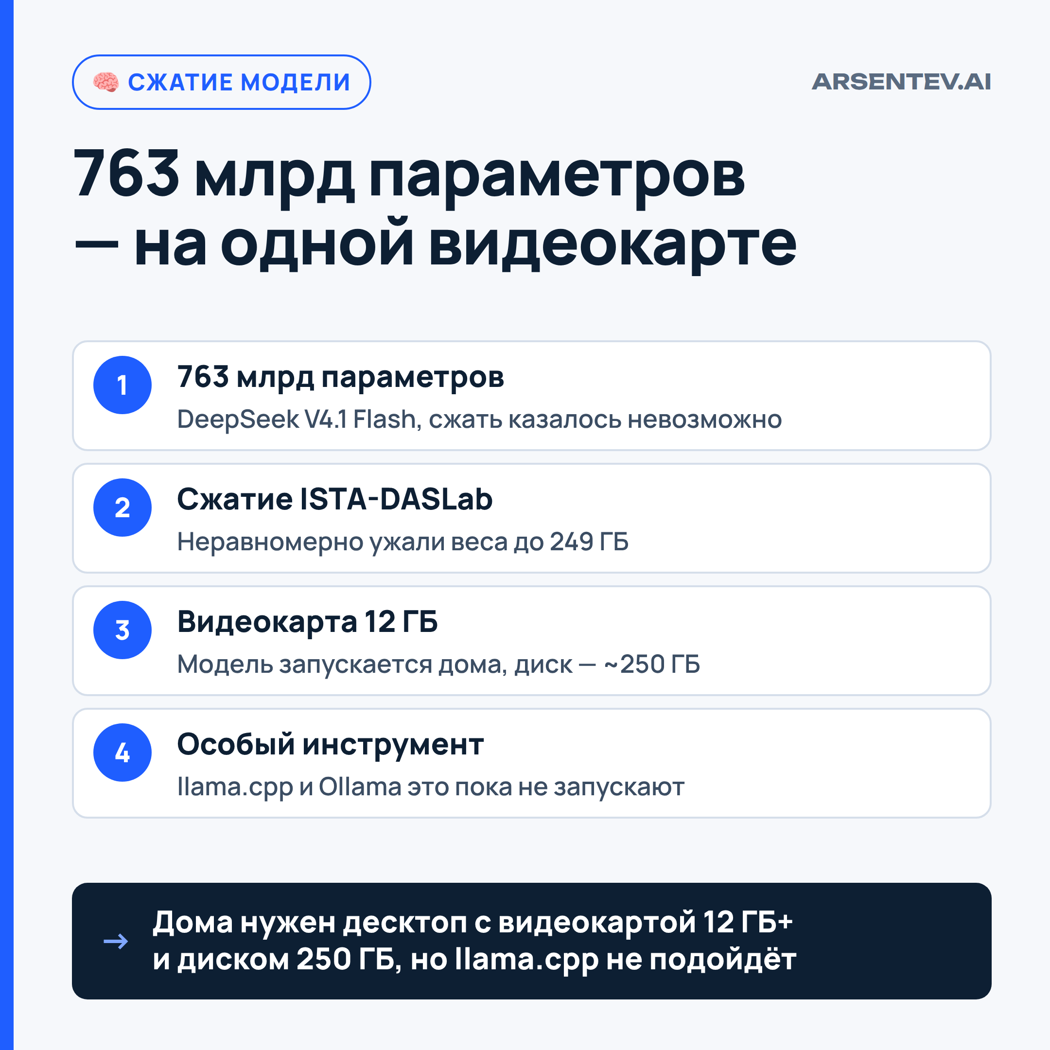 Запусти модель DeepSeek на 763 млрд параметров на одной видеокарте