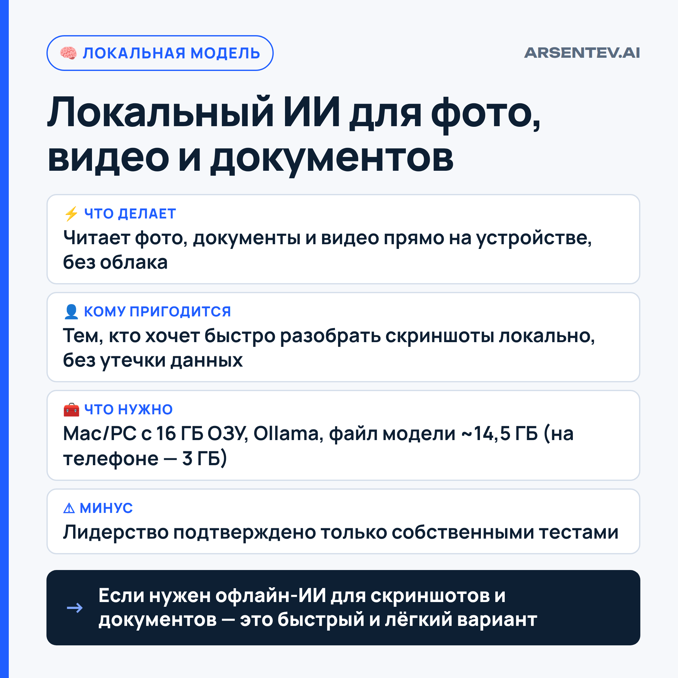 Локальный ИИ для анализа фото, документов и видео на телефоне и ПК