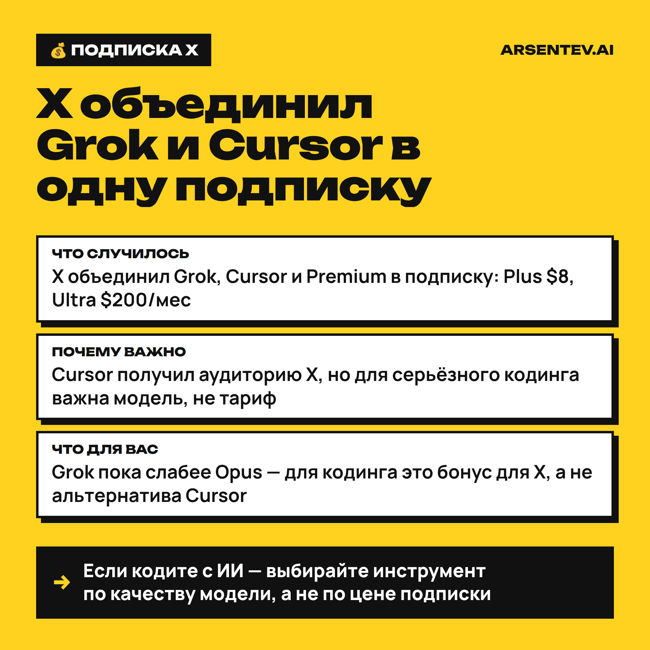 X объединил Grok, Cursor и Premium в одну подписку